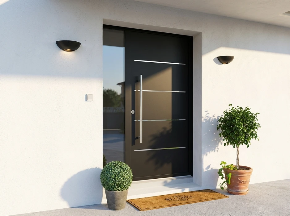 Entrée extérieure moderne d'une maison contemporaine