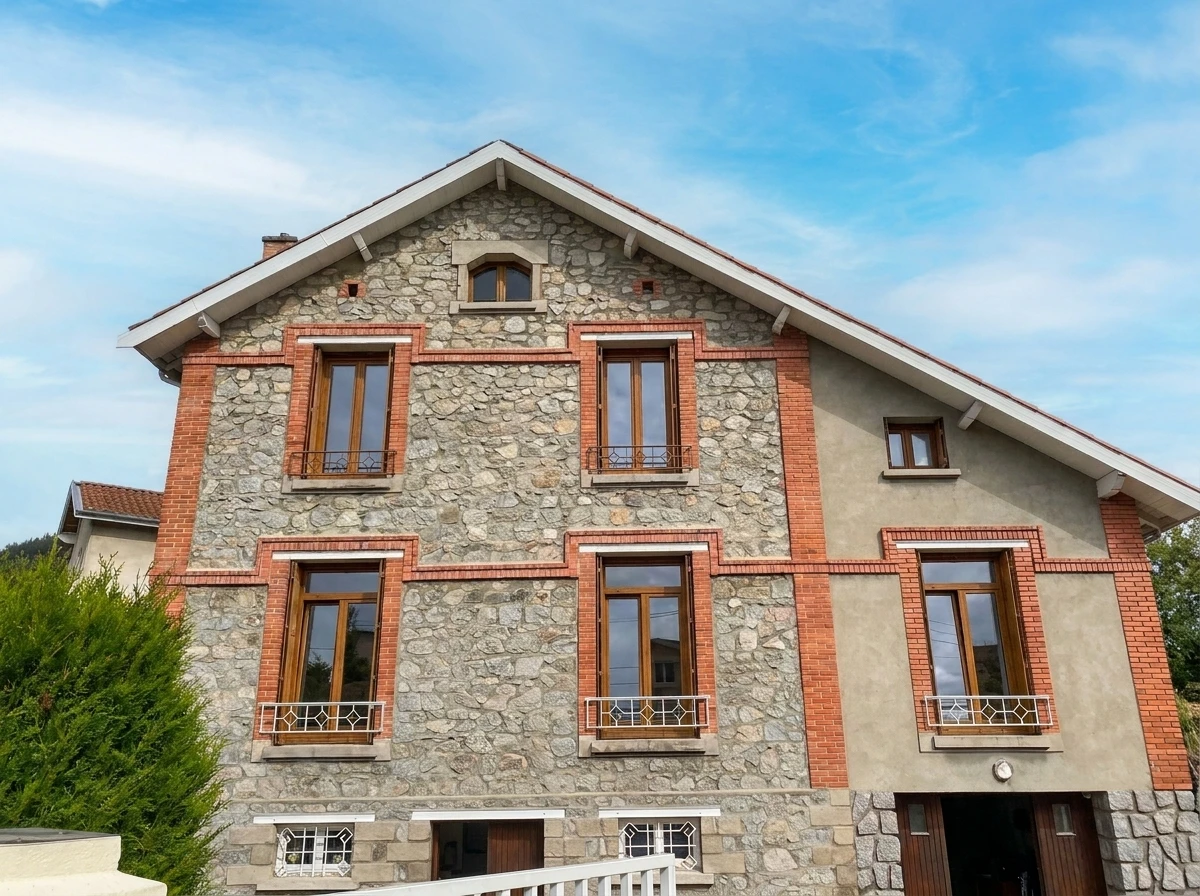 Façade de maison contemporaine à deux niveaux avec architecture moderne minimaliste